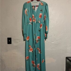 Elegant Teal Floral Jumpsuit
